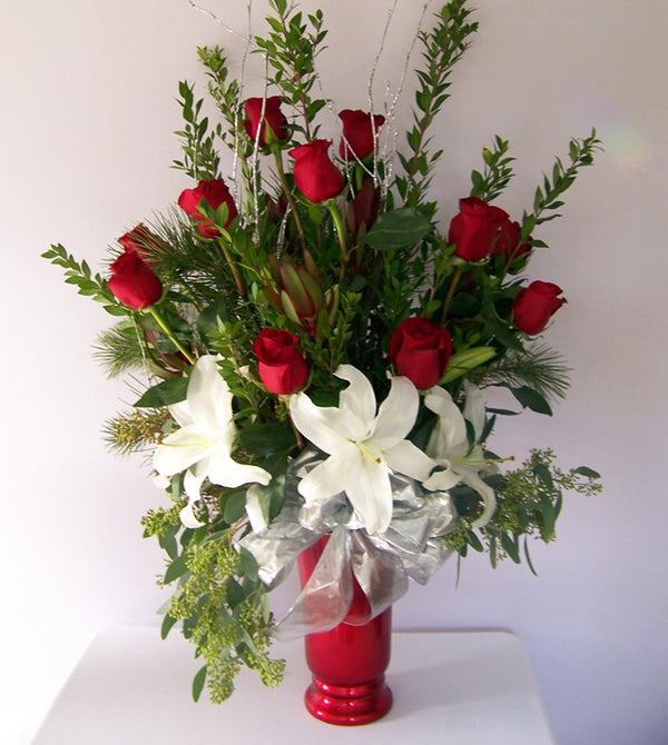 Roses & Casa Blanca Lilies